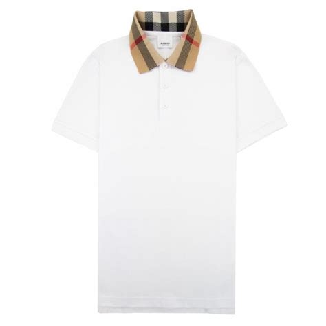 40621421 burberry|Check Collar Cotton Polo Shirt in White .